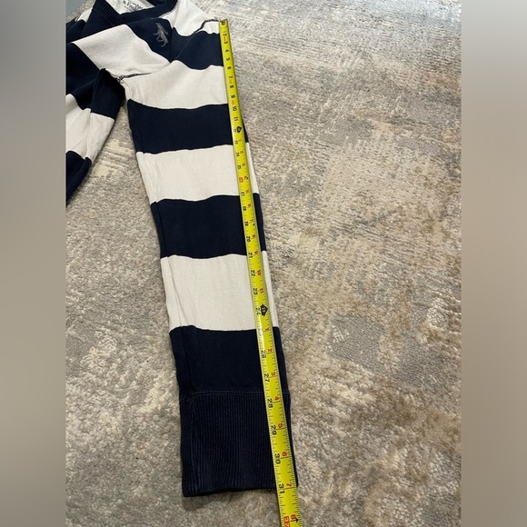 Abercrombie & Fitch Sweater Navy/White Muscle VNeck Stripe Long Sleeve XL Y2K - Picture 9 of 10